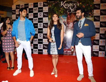 Sidharth Malhotra, Alia Bhatt and Fawad Khan for Kapoor & Sons Promotions in Delhi