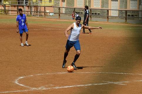 Dino Morea and Raj Kundra Snapped Playing Football