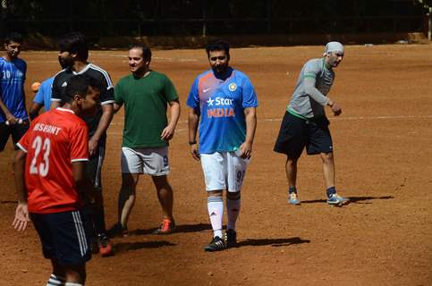 Dino Morea and Raj Kundra Snapped Playing Football