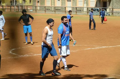 Dino Morea and Raj Kundra Snapped Playing Football