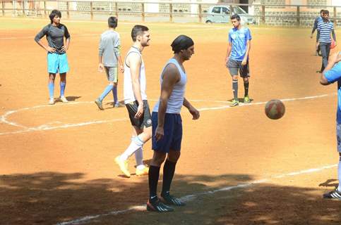 Dino Morea and Raj Kundra Snapped Playing Football