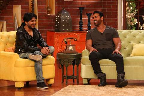 Singer Ankit Tiwari with John Abraham for Rocky Handsome Promotions in Comedy Nights Live