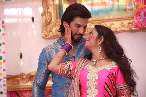 Manish Raisinghan and Avika Gor at Colors Holi Celebrations