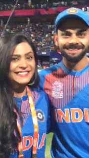 Anuja Sathe with Virat Kohli at ICC T20 World Cup