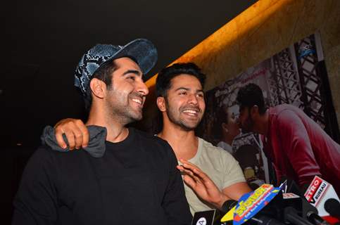 Ayushmann Khurrana and Varun Dhawan at Special Screening of 'Ki and Ka'