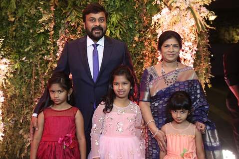 Chiranjeevi Poses with wife at Daughter's Wedding Reception!