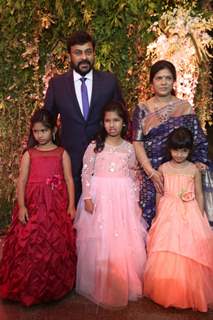 Chiranjeevi Poses with wife at Daughter's Wedding Reception!