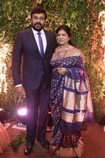 Chiranjeevi Poses with wife at Daughter's Wedding Reception!