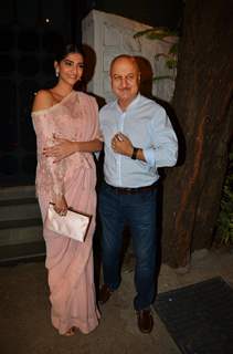 Sonam Kapoor and Anupam Kher were snapped at their Family's Dinner Bash