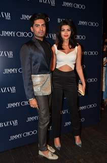 Simone Singh poses with Farhad Samar at the Launch of Jimmy Choo Eyewear  Launch Media