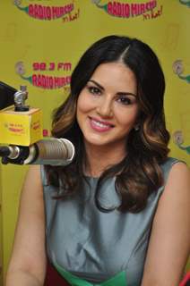 Sunny Leone goes live at Radio Mirchi for Promotions of 'One Night Stand'