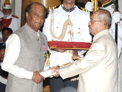 Rajinikanth Receives Padma Bhushan from Hon'ble President Pranab Mukherjee