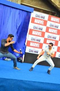 Varun Dhawan shows his skills at Promotions of Marvel's Captain America