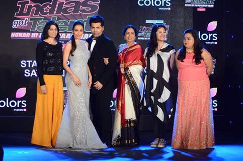 Malaika Arora Khan, Karan Johar, Bharti Singh and Kirron Kher at the Launch Of the show 'India's Got