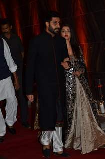 Aishwarya Rai Bachchan and Abhishek Bachchan at Karan - Bipasha's Star Studded Wedding Reception