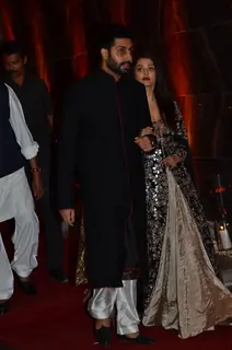 Aishwarya Rai Bachchan and Abhishek Bachchan at Karan - Bipasha's Star Studded Wedding Reception