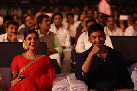 Mahesh Babu and Kajal Aggarwal at Trailer Launch of the film 'Brahmotsavam'