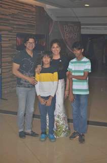 Singer Shaan with his family at Special Screening of 'Beauty and the Beast'