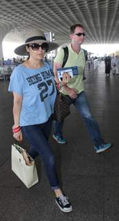 Preity Zinta with Husband Gene Goodenough Snapped at Airport