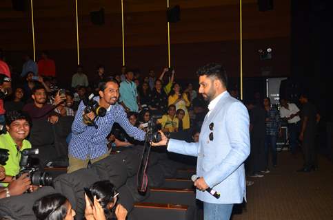 Abhishek Bachchan takes a camera from Media at Press Meet of 'Housefull 3'