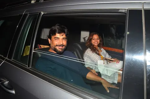 R Madhavan with wife at Shilpa Shetty's Birthday Bash!