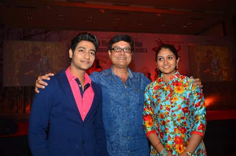 Sachin Pilgaonkar with Akash Thosar and Rinku Rajguru at Success Bash of Film 'Sairat'