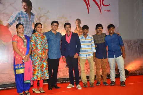 Rinku Rajguru, Sachin Pilgaonkar and Akash Thosar at the success bash of Sairat!