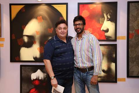Rishi Kapoor and Javed Jaffrey at Nargis Dutt Foundation's Art Event