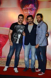 Vivek Oberoi, Riteish Deshmukh and Aftab Shivdasani at Trailer Launch of 'Great Grand Masti'