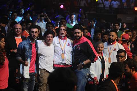 Shah Rukh Khan, Amitabh Bachchan & Abhishek Bachchan at Launch of Pro Kabaddi League-Season 4