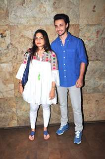 Alvira Khan Agnihotri with Aayush Sharma at Special Screening of 'SULTAN'