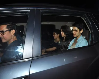 Aamir khan with his "Dangal Daughters' attend Special Screening of 'Sultan'