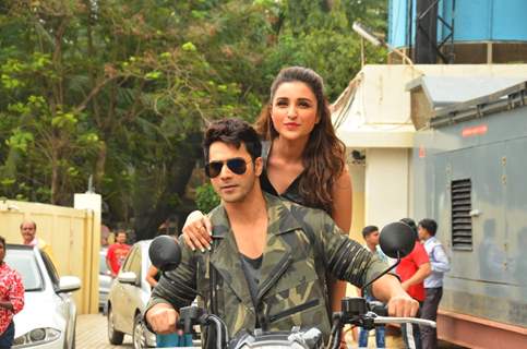 Varun Dhawan and Parineeti Chopra arrives on quad bike at Launch of Song 'Jaaneman Aah' from Dishoom