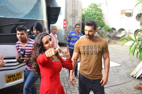 Damsel Shraddha Kapoor and John Abraham Snapped at 'Mehboob Studio'