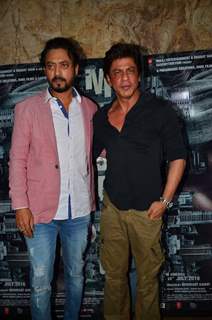 Irrfan Khan and Shah Rukh Khan at the special screening of Madaari