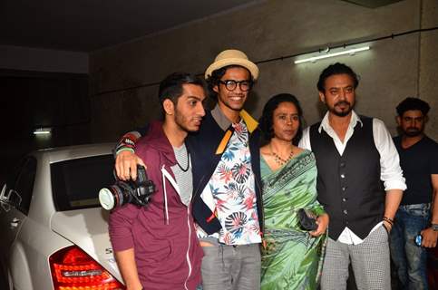 Irrfan Khan with his wife and son at the special screening of 'Madaari'