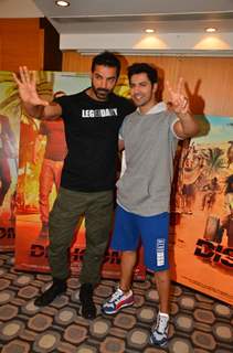 John Abraham and Varun Dhawan during Promotions of Dishoom!