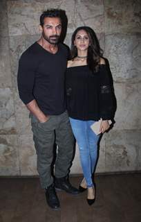 John Abraham with his wife Priya Runchal snapped