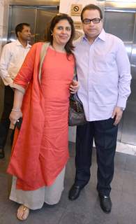 Ramesh Taurani with his wife at Special screening of the film 'Dishoom'