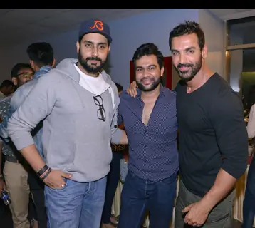 Abhishek Bachchan, Ali Abbas Zafar and John Abraham at Special screening of the film 'Dishoom'
