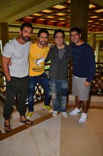 John Abraham, Varun Dhawan, David Dhawan and Rohit Dhawan Promotes 'Dishoom'