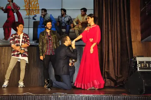 Ali Fazal, Jimmy Shergill, Mika Singh and Diana Penty at Launch of 'Happy Bhag Jayegi'