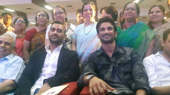 Sushant and Dhoni at Trailer launch of movie 'MS Dhoni: The Untold Story' in Delhi