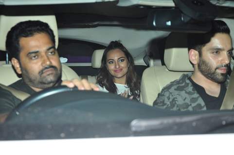 Sonakshi Sinha and Luv Sinha at Screening of 'Rustom' at Sunny Super Sound