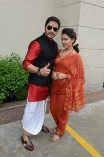 Shreyas Talpade and Manjari Fadnis at Poster Launch of 'Wah Taj'