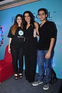 Pooja Bedi with her daughter and sonn at her new venture Happy Soul