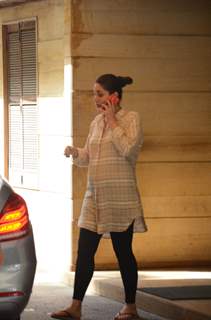 Kareena snapped outside her home