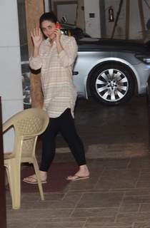 Kareena snapped outside her home