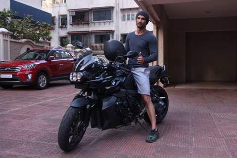 Sushant Singh snapped on his BMW bike