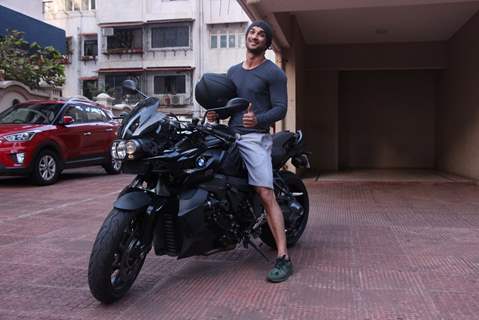 Sushant Singh snapped on his BMW bike